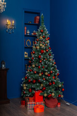 Very beautiful New Year's backlit scenery in a photo studio.