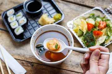 Food delivery concept background. Business lunch