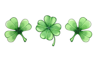 illustration with set of leaves clover vector