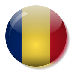 Romanian flag glass button vector illustration