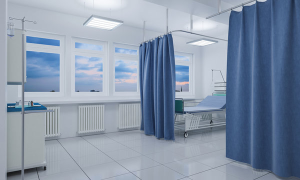 Medical Room with a View at Sunset 3d rendering