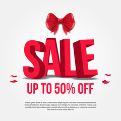 Fototapeta na wymiar Sale banner template with 3d text and ribbon. vector illustration. flyer poster for marketing and business purpose. boxing day.