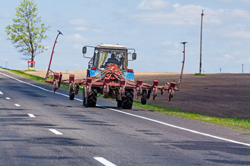 Tractor on the country road