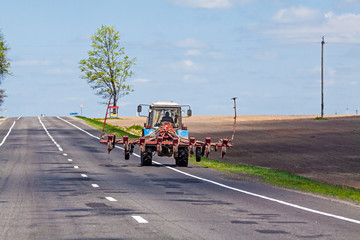 Tractor on the country road