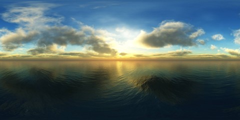 Seascape, HDRI, environment map , Round panorama, spherical panorama, equidistant projection, land under heaven
