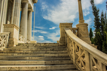 marble stairs in classic antique palace front side exterior design 