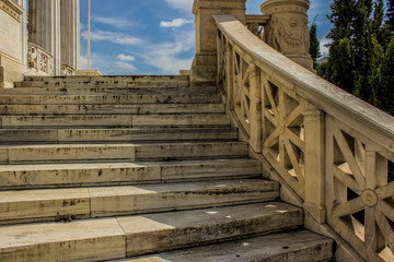 Fototapeta na wymiar marble stairs in classic antique palace front side exterior design 