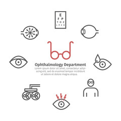 Ophthalmology Center. Clinic icons. Eye signs. Vector illustration