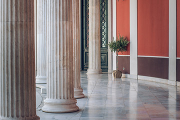 interior inside design of Greek museum with classic architecture object 
