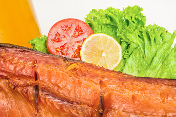 Smoked salmon carcass , snack for beer