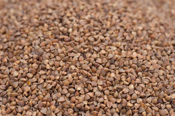 heap of kasha  buckwheat grains macro
