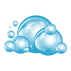 Realistic soap bubbles set isolated on the white background.