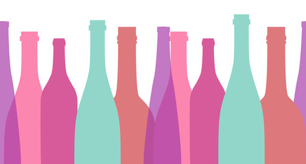 Seamless pattern pack paper with different shaped colorful wine bottles. Flat Design illustration - 235688180