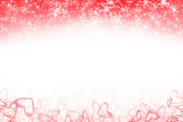 Illustration of a Christmas pink and red snowflake heart textured banner.