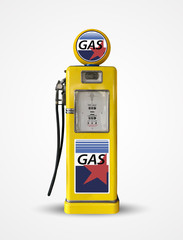 Fototapeta premium old vintage gasoline petrol pump isolated on plain background