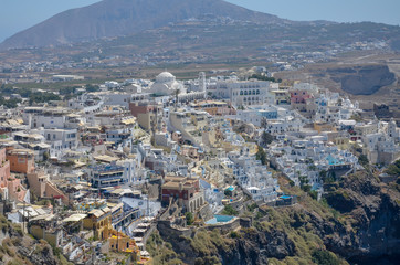 view of the greek city on santorini