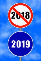 Round sign New Year 2019