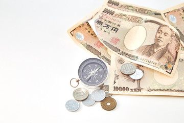 Fototapeta na wymiar Closeup of Japanese yen notes coin