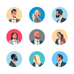 set different business people avatar man woman face profile icon concept online support service female male cartoon character portrait collection isolated flat