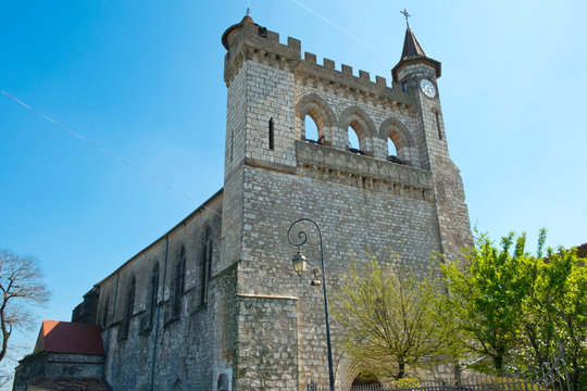 The impressive 13th century Church of Saint-André, Monflanquin, Lot-et-Garonne, France.