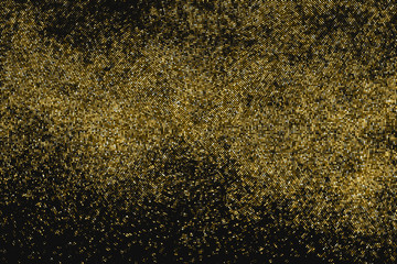 Fototapeta na wymiar Gold Glitter Halftone Dotted Backdrop. Abstract Circular Retro Pattern. Pop Art Style Background. Golden Explosion Of Confetti. Digitally Generated Image. Vector Illustration, Eps 10. 