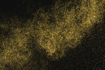 Gold Glitter Halftone Dotted Backdrop. Abstract Circular Retro Pattern. Pop Art Style Background. Golden Explosion Of Confetti. Digitally Generated Image. Vector Illustration, Eps 10.  