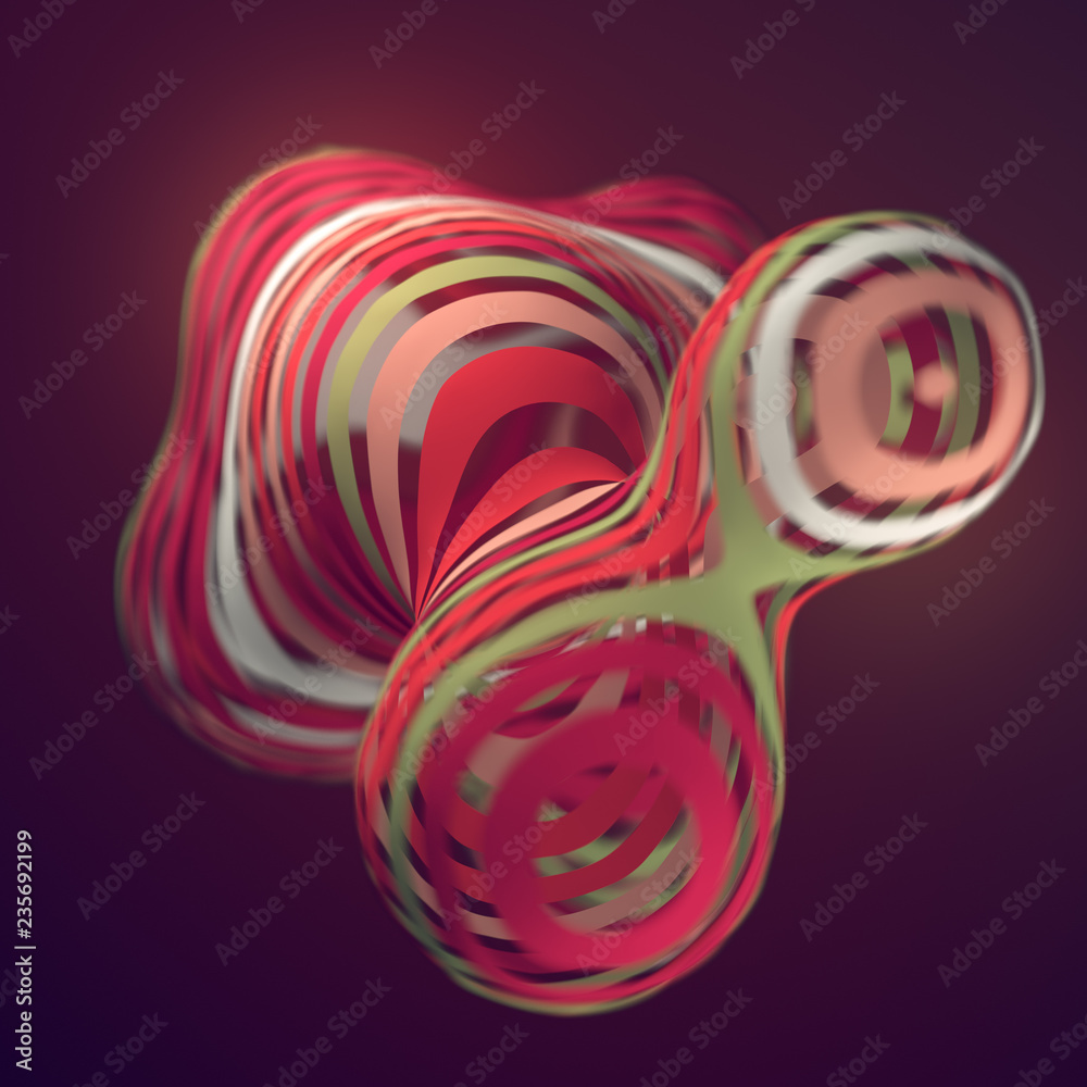 Poster Colored sliced shape. Computer generated abstract geometric 3D render illustration