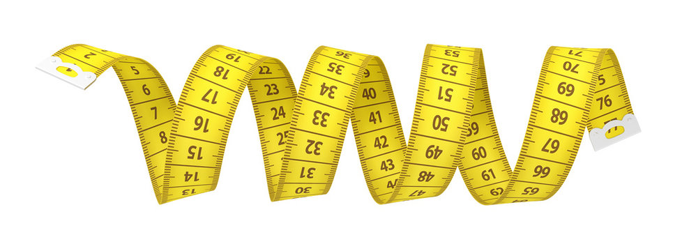 3d rendering of a yellow measuring tape in the shape of a spiral isolated on white background.