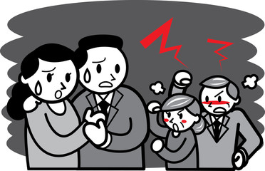 両親に反対されて戸惑う若いカップル