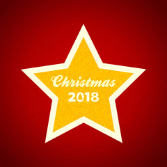 Christmas yellow star with decorative text on red