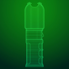 Police electro shocker taser stun gun. Wireframe low poly mesh vector illustration