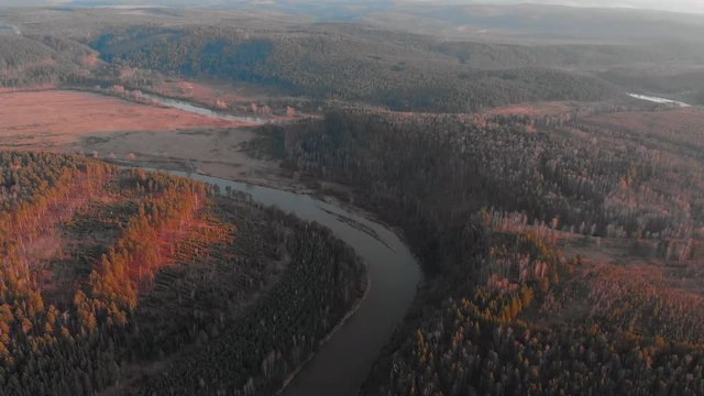 Republic of Bashkortostan, rivers, autumn Idrisovskaya cave. modern color toning