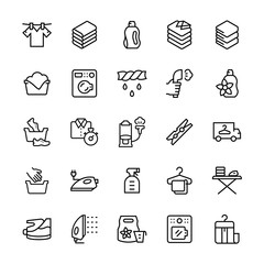laundry service icon set in line style. Vector illustrations.