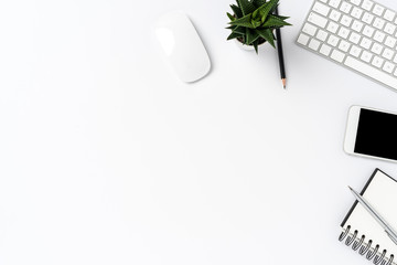 Overhead shot of modern office desktop