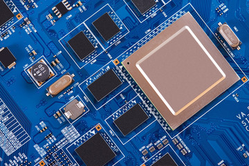 Electronic circuit board close up.