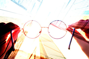 Abstract background of round glasses