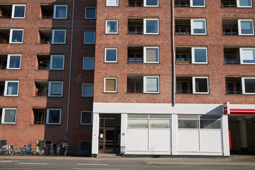 Fototapeta na wymiar Copenhagen, Denmark - October 11, 2018 : View of a building in Nørrebro