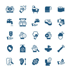 Simple icon set of hygiene items in flat style. Vector symbols.