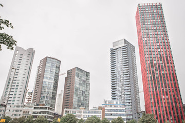 Obraz premium Amazing colorful glass skyscrapers in Rotterdam, The Netherlands. 