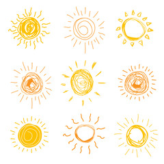 Set of sun in hand drawn style. Vector illistration. - 235700186