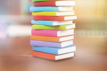Row of of colorful books on  background
