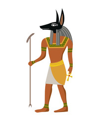 Anubis the god of ancient Egypt icon, flat style. Isolated on white background. Vector illustration