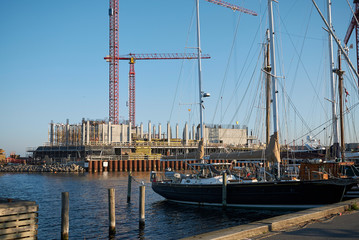 Fototapeta na wymiar Copenhagen, Denmark - October 11, 2018 : View of The New Kastrup Yacht Harbour
