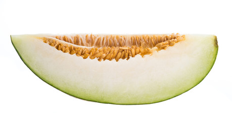 slice of Sharlyn melon a favourite of western Tajikistan and Uzbekistan isolated on white background