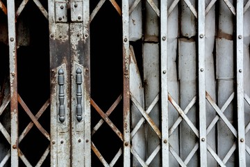 rusty antique slide steel door