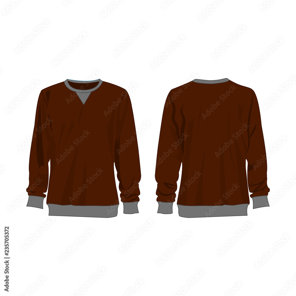 Wall mural Classic brown sweatshirt isolated vector front and back for promotion advertising