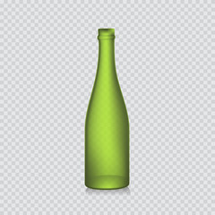 Naturalistic Empty champagne bottle without green labels. Vector illustration