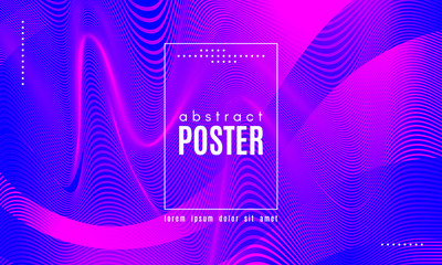 Abstract Wave Poster with Color Fluid Shapes.