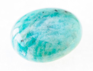 tumbled amazonite (amazon stone) gemstone on white