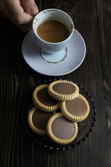 Coffee and Homemade cookies with chocolate